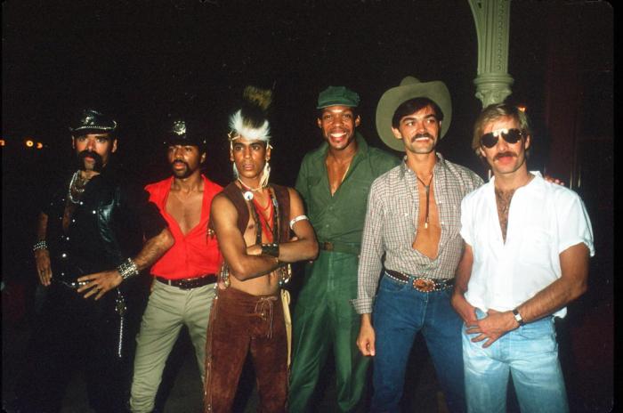 The Village People (with replacement Ray Simpson) pose for a photo circa 1981 in Los Angeles, California. (Photo by Richard Creamer/Michael Ochs Archives/Getty Images)