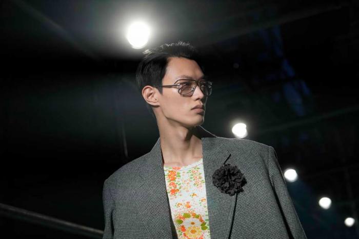 A model wears a creation part of the men's Prada Fall-Winter 2025-2026 collection, that was presented in Milan, Italy, Sunday, Jan. 19, 2025