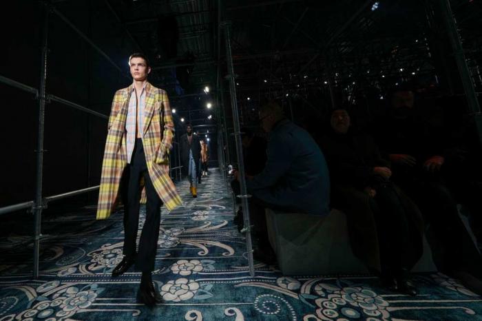 A model wears a creation part of the men's Prada Fall-Winter 2025-2026 collection, that was presented in Milan, Italy, Sunday, Jan. 19, 2025