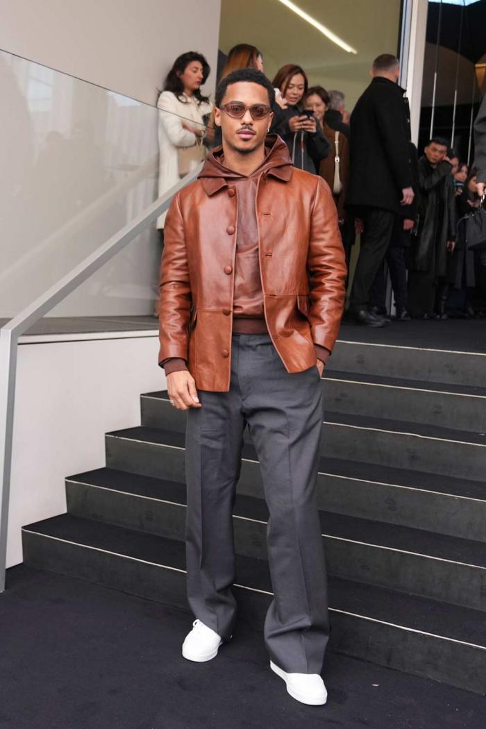 Keith Powers arrives as he attends at the men's Prada Fall-Winter 2025-2026 collection show, that was presented in Milan, Italy, Sunday, Jan. 19, 2025