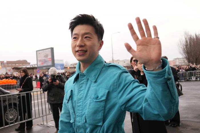 Ma Long arrives as he attends at the men's Prada Fall-Winter 2025-2026 collection show, that was presented in Milan, Italy, Sunday, Jan. 19, 2025