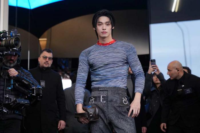 Win Metawin Opas-iamkajorn arrives as he attends at the men's Prada Fall-Winter 2025-2026 collection show, that was presented in Milan, Italy, Sunday, Jan. 19, 2025