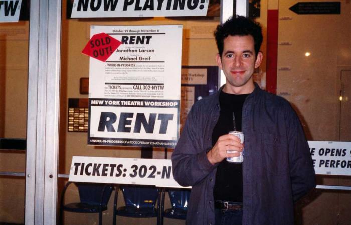 Adam Chanler-Berat outside New World Stages in 2011