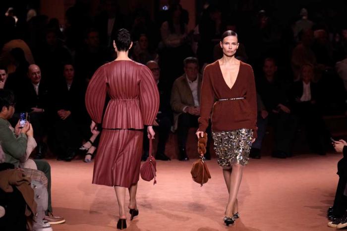 Models wear creations of the Fendi Fall/Winter 2025-2026 women's collection presented in Milan, Italy, Wednesday, Feb. 26, 2025