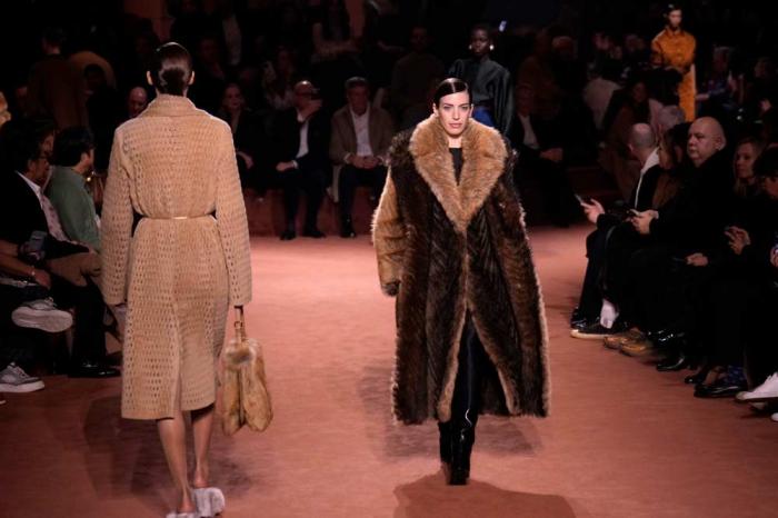 Models wear creations of the Fendi Fall/Winter 2025-2026 women's collection presented in Milan, Italy, Wednesday, Feb. 26, 2025