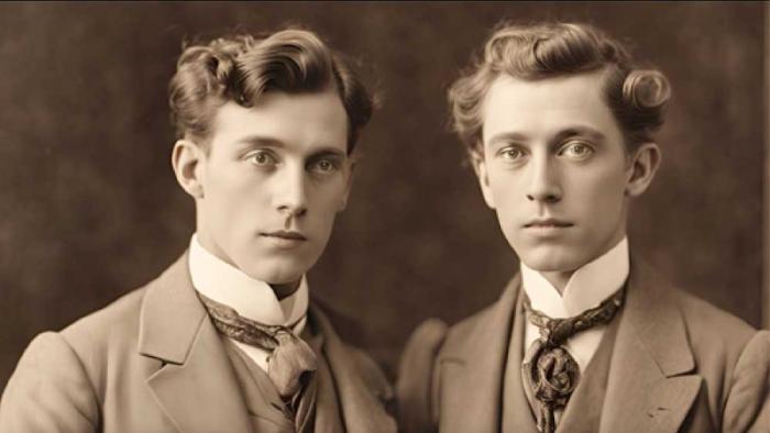 An artist's recreation of Milton Long and a man he had a relationship with on the Titanic as imagined by Nelson Aspen in his novel "Kindred Spirits: A Titanic Tale"
