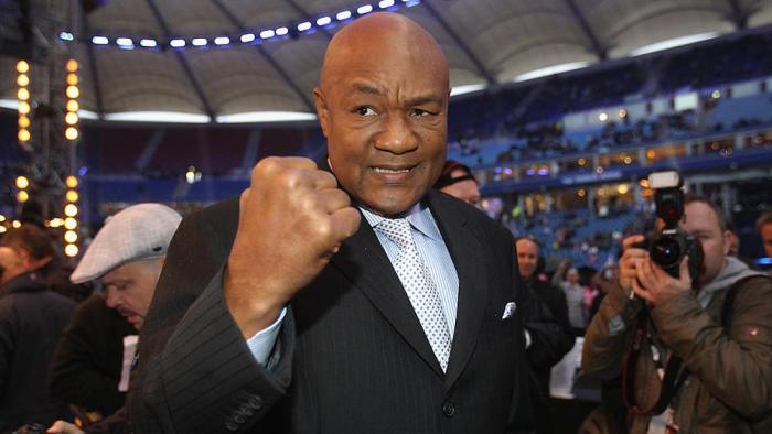 George Foreman poses before the WBC Heavyweight World Championship fight between Wladimir Klitschko of Ukraine and David Haye of England at Imtech Arena on July 2, 2011 in Hamburg, Germany.