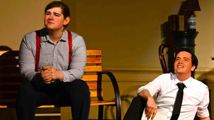 David Weber and Derek Laurendeau in Daydream Theatre Company and The Rhode Island Stage Ensemble's production of "Jerry and Joe: Birth of the Superhero"