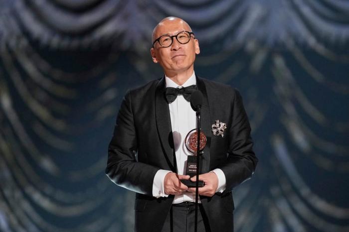 Francis Jue accepts the award for best performance by an actor in a featured role in a play for "Yellow Face during the 78th Tony Awards on Sunday, June 8, 2025, at Radio City Music Hall in New York