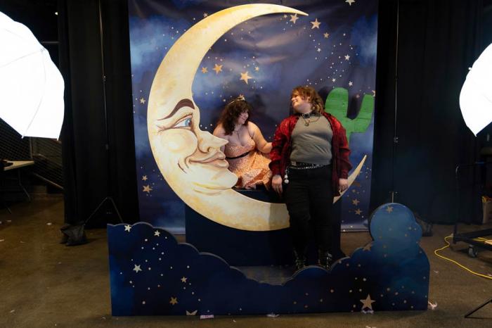 Jason Schubert, left, and Dean Willson, pose for a photo during a "Pink Pony Prom" organized by the Sexual & Gender Minority Youth Resource Center, part of New Avenues for Youth, a nonprofit dedicated to ending youth homelessness