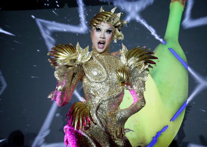 Nymphia Wind performs during the RuPaul's Drag Race Season 16 Finale Screening Event at The Edge at Hudson Yards on April 19, 2024 in New York City. (Photo by Santiago Felipe/Getty Images for MTV)