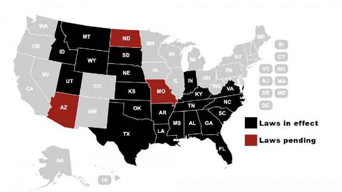 Map indicates states with laws restricting access to adult sites as of July 1, 2025
