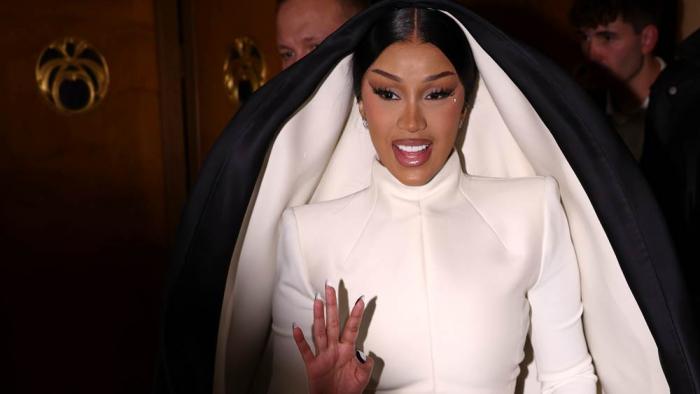 Cardi B attends the Stephane Rolland Fall-Winter 2025/26 Haute Couture collection presented Tuesday, July 8, 2025, in Paris