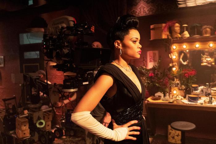 Andra Day on the set of