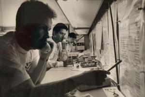 Volunteers at an AIDS hotline in the early 90s. The service has been in effect since 1982, and responded to more than 50,000 calls in the first year alone.