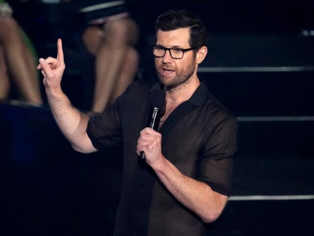 Billy Eichner introduces a performance by Panic! at the Disco at the MTV Video Music Awards at the Prudential Center on Sunday, Aug. 28, 2022, in Newark, N.J. (Photo by Charles Sykes/Invision/AP)