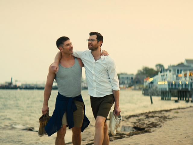 Luke Macfarlane and Billy Eichner in "Bros"