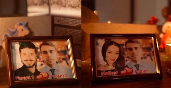 The parents on the left are replaced by the parents on the right in the video.