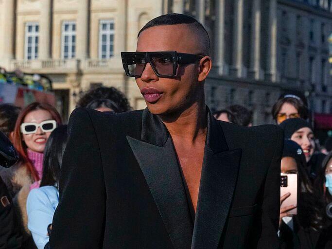 Designer Olivier Rousteing arrives for the Dior menswear Fall-Winter 2023-24 collection presented in Paris, Friday, Jan. 20, 2023. (AP Photo/Michel Euler)