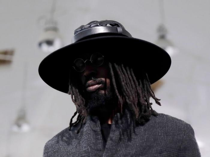 A model wears a creation as part of the Junya Watanabe menswear Fall-Winter 2023-24 collection presented in Paris, Friday, Jan. 20, 2023. (AP Photo/Lewis Joly)