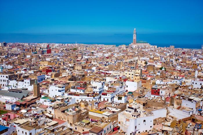 Morocco, Casablanca, Old Medina and Hassan II mosque.