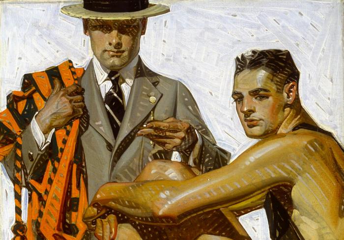J.C. Leyendecker (1874—1951), Illustration for Kuppenheimer advertisement (Record Time, Cool Summer Comfort), ca. 1920. Oil on canvas. National Museum of American Illustration, Newport, RI