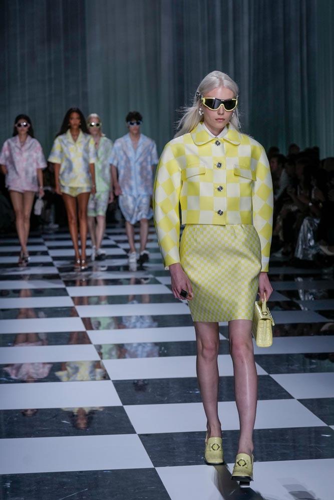 A model wears a creation as part of the Versace women's Spring Summer 2024 collection presented in Milan, Italy, Friday, Sept. 22, 2023. (AP Photo/Antonio Calanni)