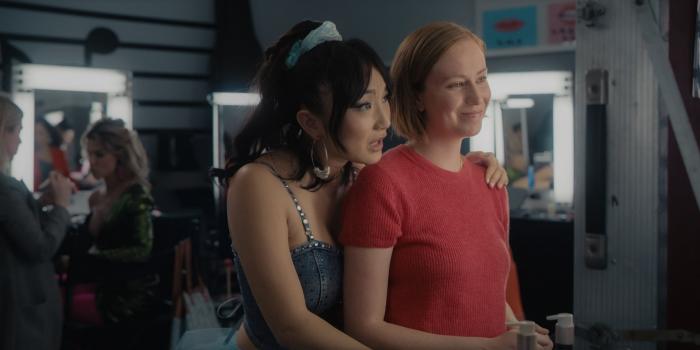 Poppy Liu, left, and Hannah Einbinder, right, in a scene from "Hacks."