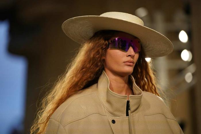 A model wears a creation by Louis Vuitton during a fashion show for the Cruise 2025 collection in the Park Guell in Barcelona, Spain, Thursday, May 23, 2024