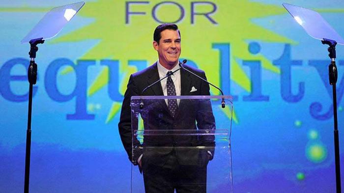 MLB Ambassador for Inclusion Billy Bean speaks onstage at the 7th Annual PFLAG National Straight For Equality Awards Gala at The New York Marriott Marquis on March 30, 2015 in New York City