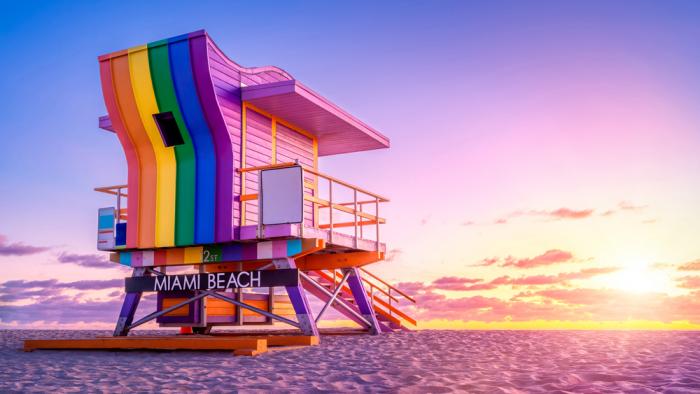 The Rainbow Lifeguard Stand at 12th Street Beach