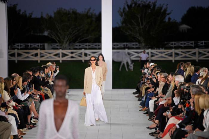 Models walk the runway during the Ralph Lauren Spring/Summer 2025 fashion show as part of New York Fashion Week on Thursday, Sept. 5, 2024, at Khalily Stables in Bridgehampton, N.Y.