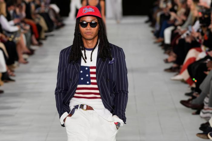 A model walks the runway during the Ralph Lauren Spring/Summer 2025 fashion show as part of New York Fashion Week on Thursday, Sept. 5, 2024, at Khalily Stables in Bridgehampton, N.Y.