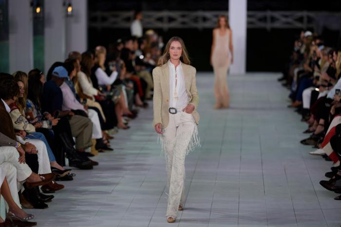 Models walk the runway during the Ralph Lauren Spring/Summer 2025 fashion show as part of New York Fashion Week on Thursday, Sept. 5, 2024, at Khalily Stables in Bridgehampton, N.Y.