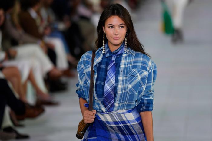 A model walks the runway during the Ralph Lauren Spring/Summer 2025 fashion show as part of New York Fashion Week on Thursday, Sept. 5, 2024, at Khalily Stables in Bridgehampton, N.Y.