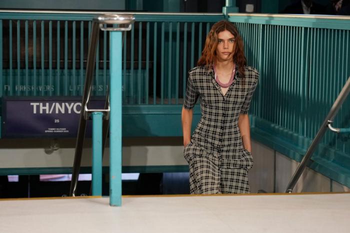 A model walks the runway during the Tommy Hilfiger Spring/Summer 2025 fashion show onboard a Staten Island Ferry as part of New York Fashion Week on Sunday, Sept. 8, 2024, in New York