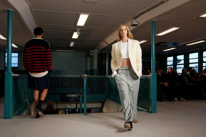 Models walk the runway during the Tommy Hilfiger Spring/Summer 2025 fashion show onboard a Staten Island Ferry as part of New York Fashion Week on Sunday, Sept. 8, 2024, in New York