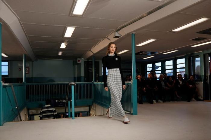 A model walks the runway during the Tommy Hilfiger Spring/Summer 2025 fashion show onboard a Staten Island Ferry as part of New York Fashion Week on Sunday, Sept. 8, 2024, in New York