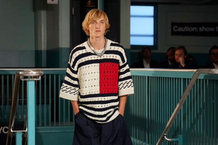 A model walks the runway during the Tommy Hilfiger Spring/Summer 2025 fashion show onboard a Staten Island Ferry as part of New York Fashion Week on Sunday, Sept. 8, 2024, in New York