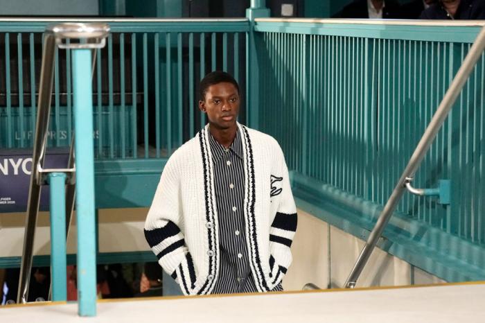 A model walks the runway during the Tommy Hilfiger Spring/Summer 2025 fashion show onboard a Staten Island Ferry as part of New York Fashion Week on Sunday, Sept. 8, 2024, in New York