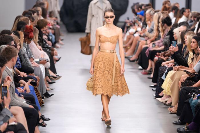 A model walks the runway during the Michael Kors Collection spring/summer 2025 fashion show as part of New York Fashion Week, Tuesday, Sept. 10, 2024, in New York