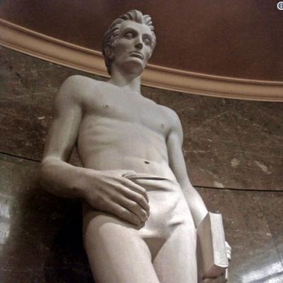 This limestone sculpture "Young Lincoln" by James Hansen