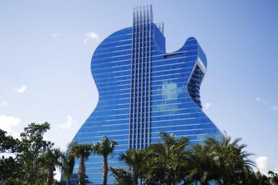 The guitar shaped hotel is seen at the Seminole Hard Rock Hotel and Casino.