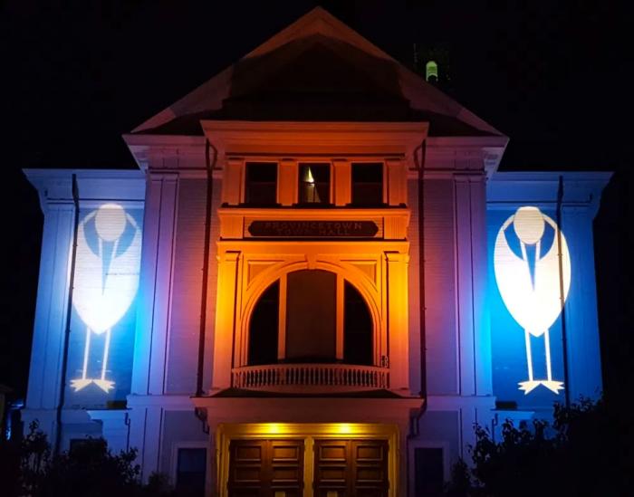 The exterior of Provincetown Town Hall during a recent film festival
