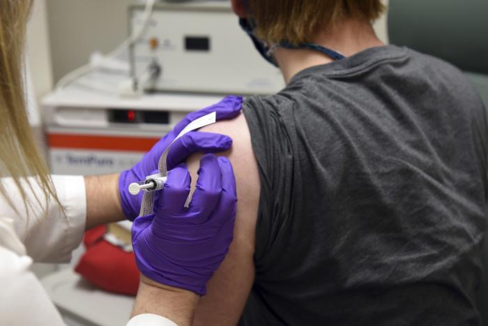 The first patient enrolled in Pfizer's COVID-19 coronavirus vaccine clinical trial at the University of Maryland School of Medicine in Baltimore.