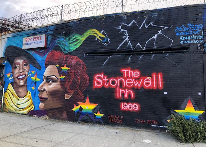 Marsha P. Johnson and Sylvia Rivera depicted on a mural at the Welling Court Mural Project.