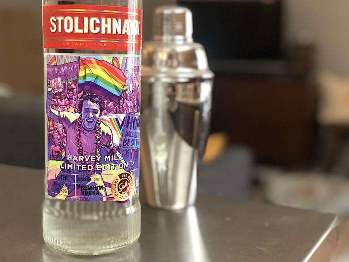Stoli global collector's edition bottle featuring Harvey Milk. 