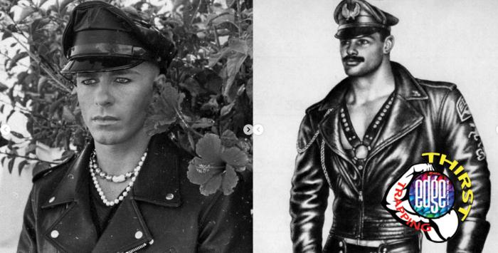 Colton Haynes (left), and a drawing by Tom of Finland