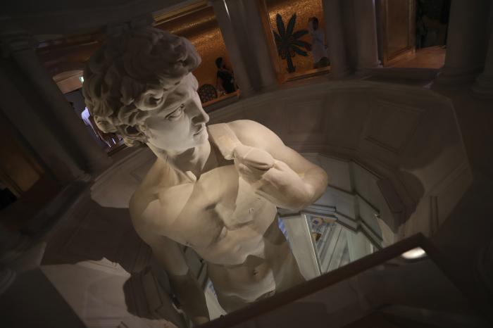 A 3D re-production of Michelangelo's David is on display at the Italy's pavilion of the Dubai Expo 2020 in Dubai, United Arab Emirates. 