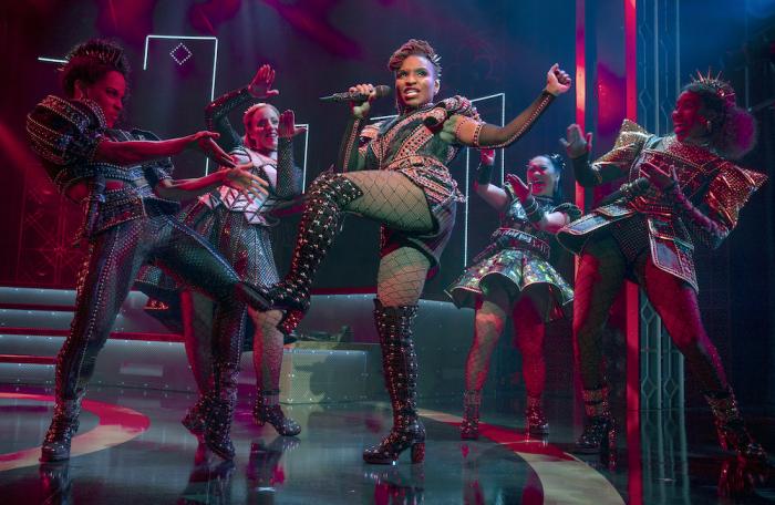 Brittney Mack portrays Anna of Cleves, center, during a performance of the musical "Six," at Broadway's Brooks Atkinson Theatre in New York.